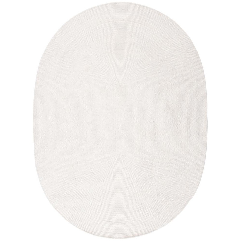 SAFAVIEH Braided Ivory 8 ft. x 10 ft. Oval Speckled Solid Color Area Rug BRD901A-8OV