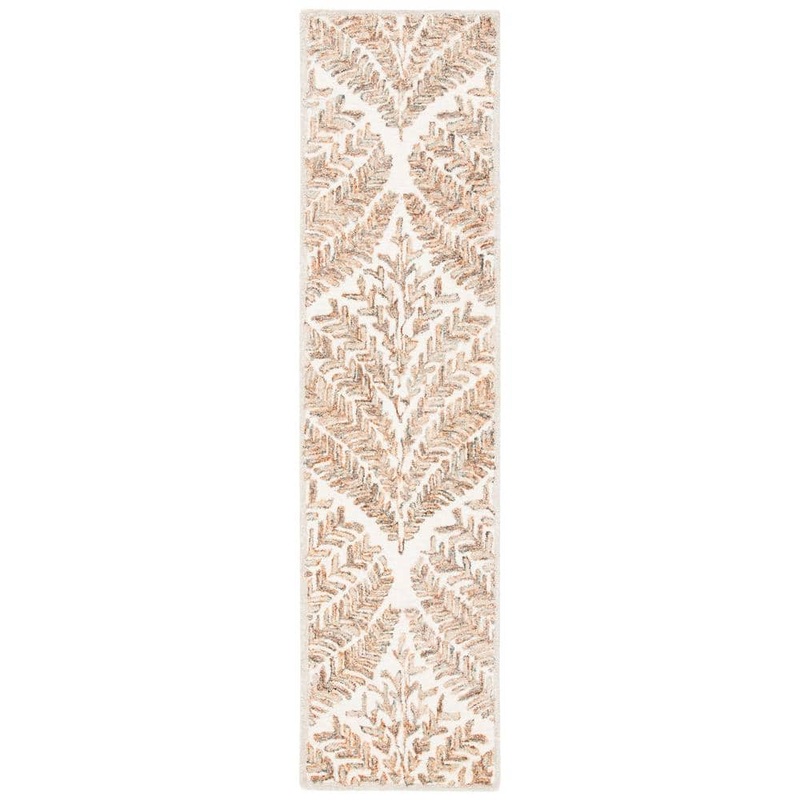 SAFAVIEH Capri Ivory/Brown 2 ft. x 11 ft. Geometric Leaf Runner Rug CPR208T-211