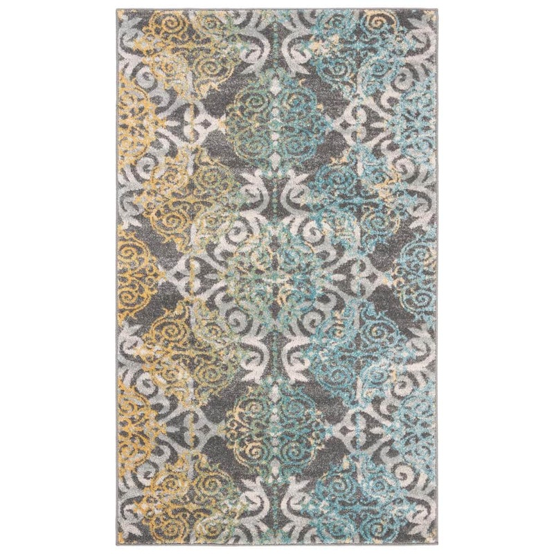 SAFAVIEH Evoke Gray/Ivory Doormat 3 ft. x 5 ft. Geometric Area Rug EVK230D-3