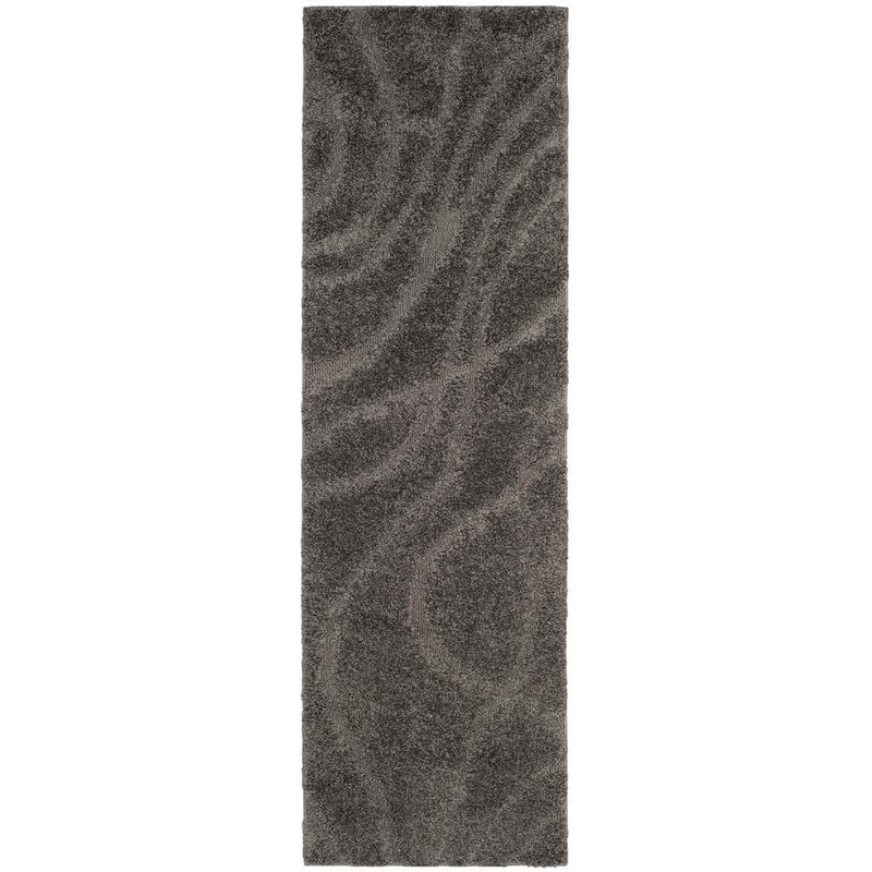 SAFAVIEH Florida Shag Gray 2 ft. x 11 ft. Solid Runner Rug SG471-8080-211