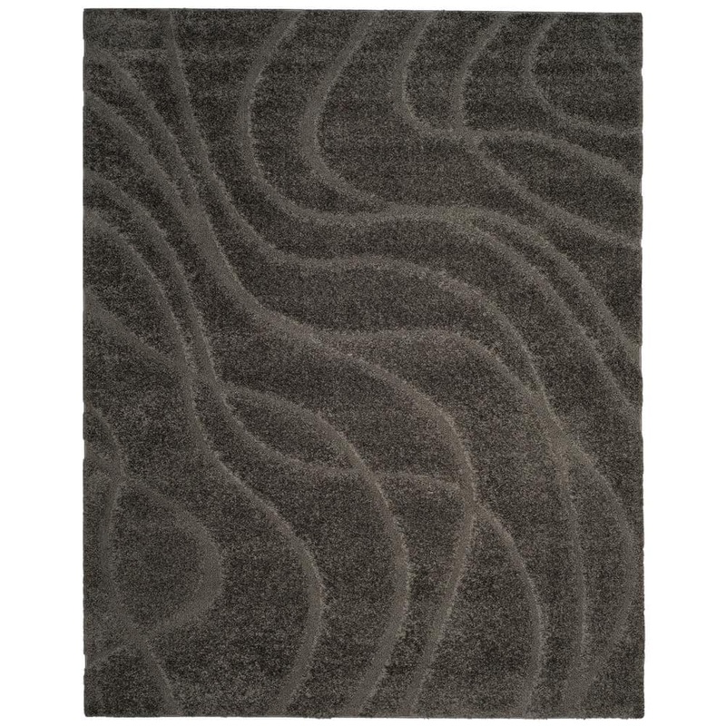 SAFAVIEH Florida Shag Gray 9 ft. x 12 ft. Solid Area Rug SG471-8080-9