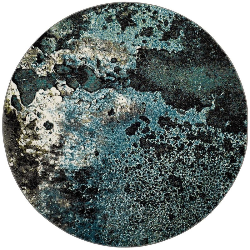 SAFAVIEH Glacier Blue/Multi 5 ft. x 5 ft. Round Geometric Area Rug GLA124B-5R