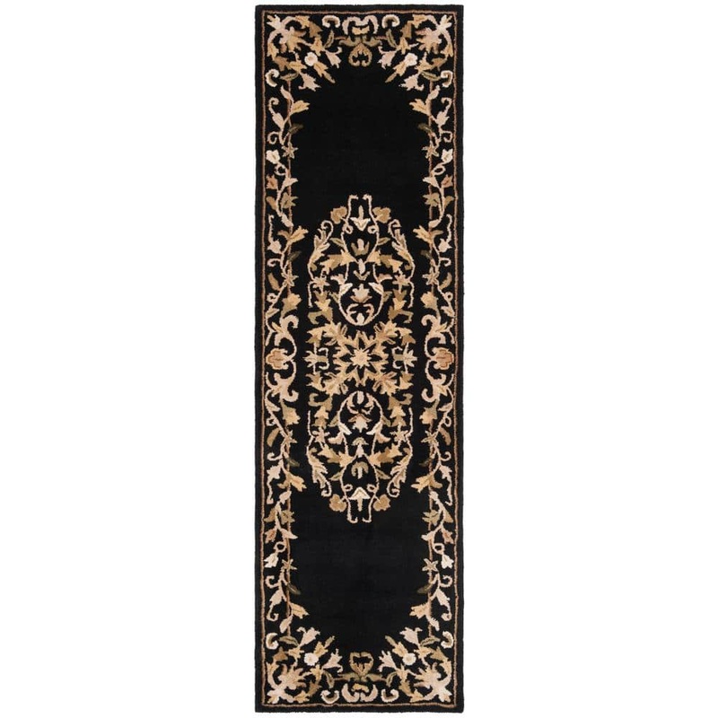 SAFAVIEH Heritage Black 2 ft. x 10 ft. Border Runner Rug HG640B-210