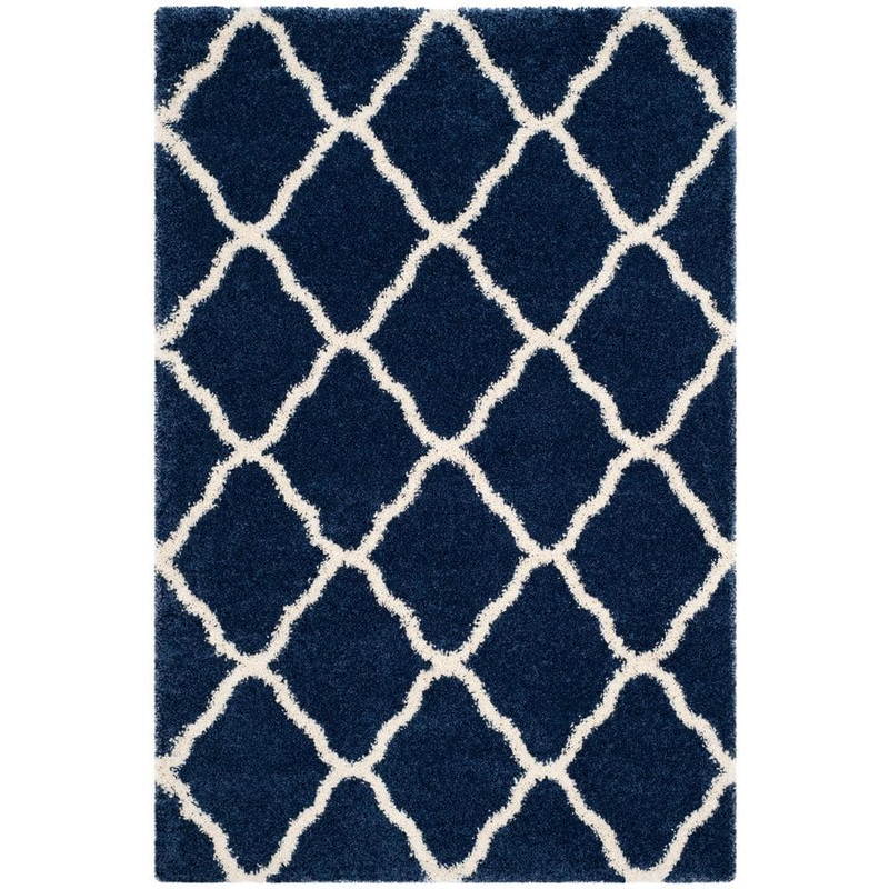 SAFAVIEH Hudson Shag Navy/Ivory 6 ft. x 9 ft. Trellis Area Rug SGH283C-6