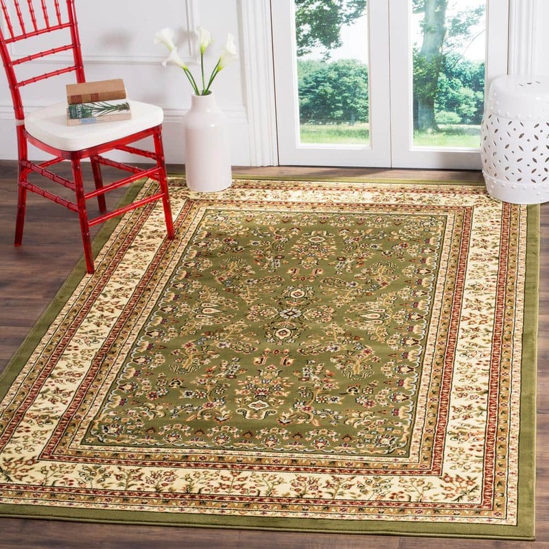 SAFAVIEH Lyndhurst Sage/Ivory 9 ft. x 12 ft. Border Antique Floral Area Rug LNH331C-9