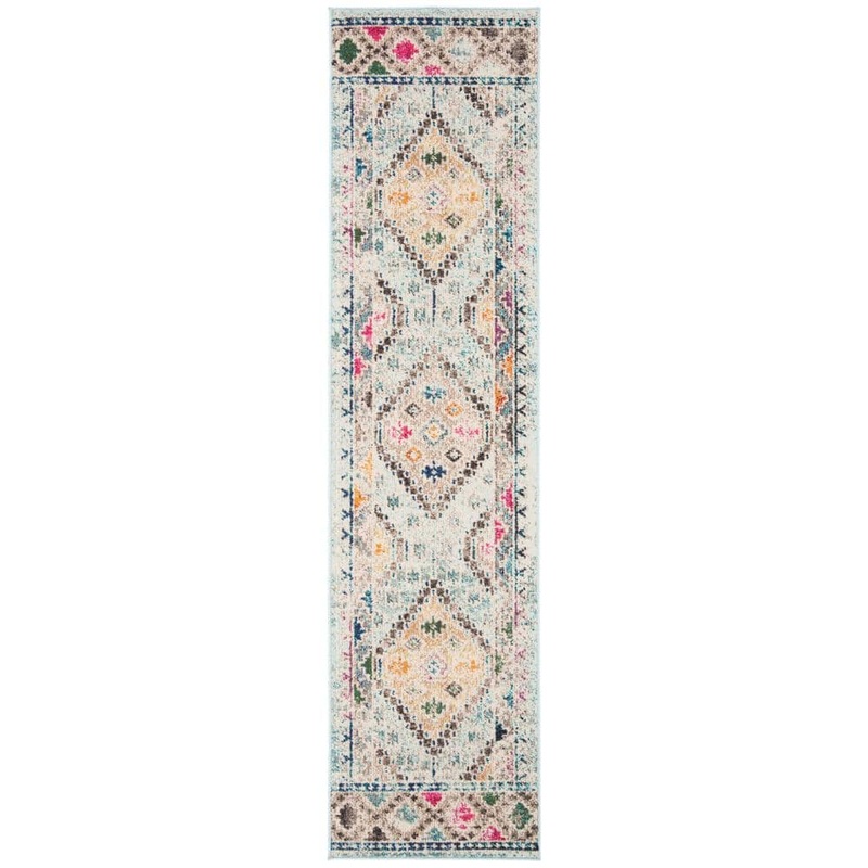 SAFAVIEH Madison Blue/Yellow 2 ft. x 6 ft. Geometric Runner Rug MAD418K-26