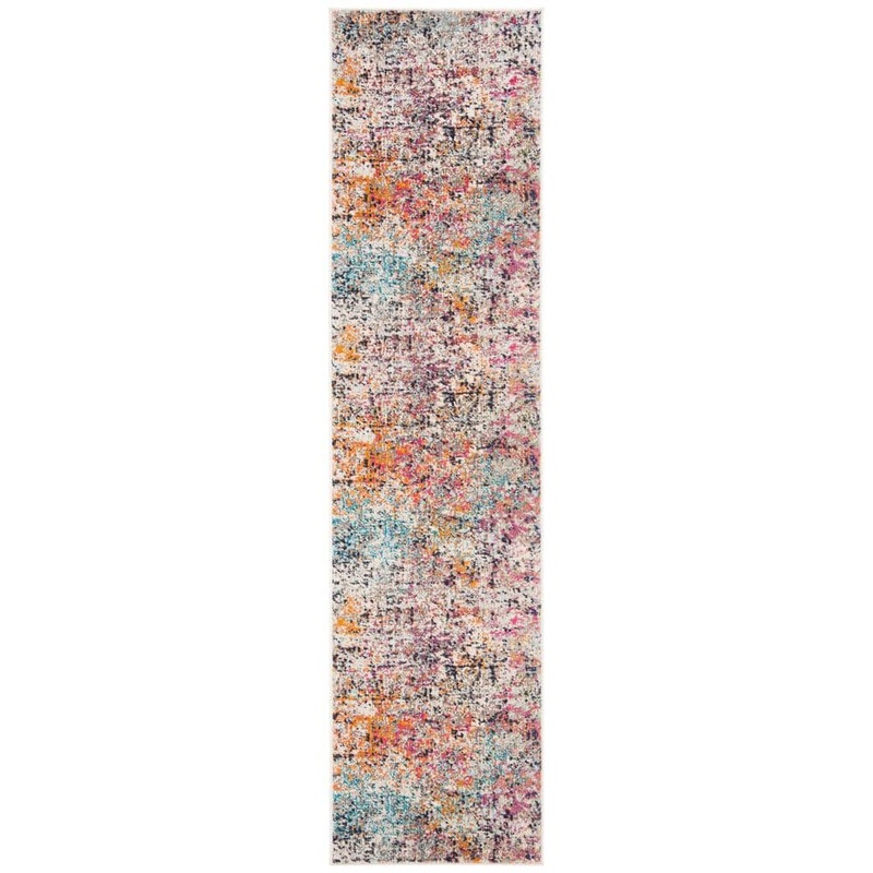 SAFAVIEH Madison Gray/Pink 2 ft. x 10 ft. Geometric Runner Rug MAD460A-210