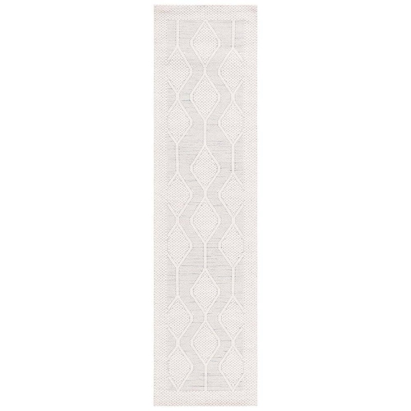 SAFAVIEH Marbella Collection Ivory Blue 2 ft. X 9 ft. Border Geometric Runner Rug MRB428M-29