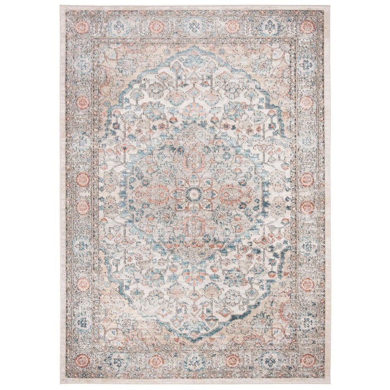 SAFAVIEH Martha Stewart Gray/Blue 10 ft. x 14 ft. Border Floral Area Rug MSR813F-10