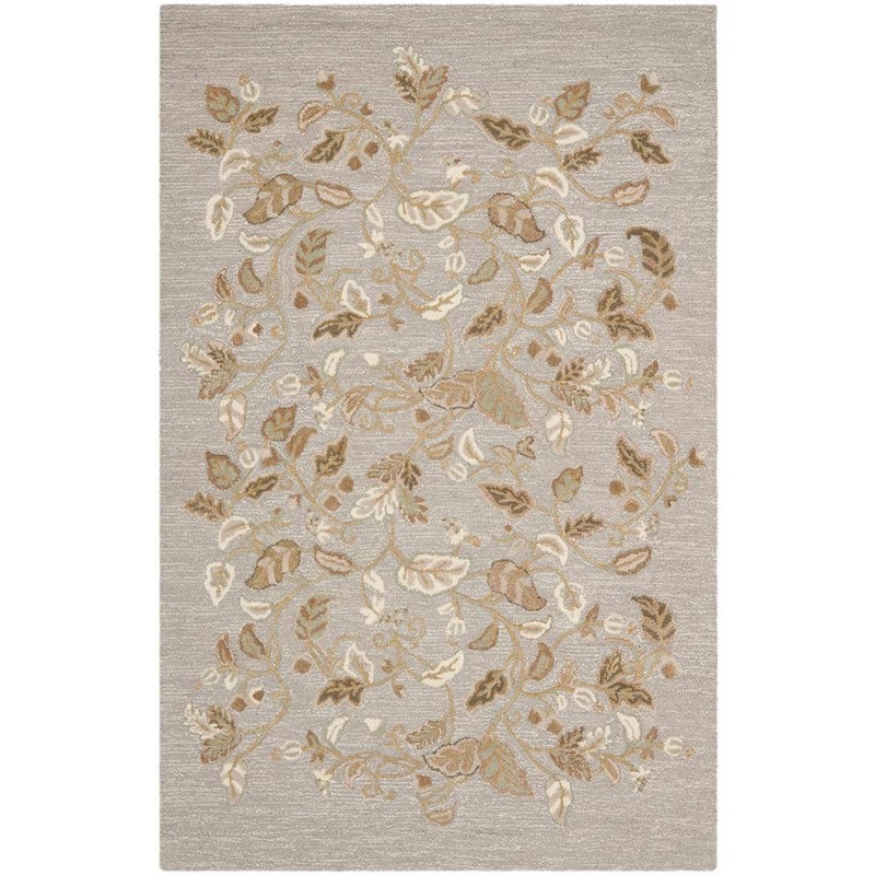 SAFAVIEH Martha Stewart Gray Squirrel 4 ft. x 6 ft. Floral Area Rug MSR3611D-4