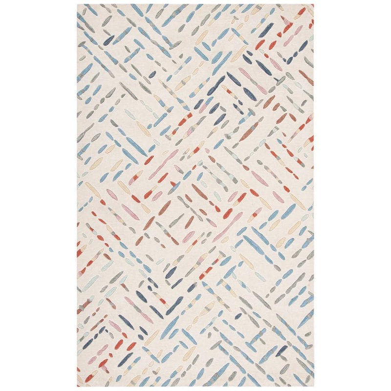 SAFAVIEH Metro Ivory/Blue 4 ft. x 6 ft. Geometric Maze Area Rug MET252A-4