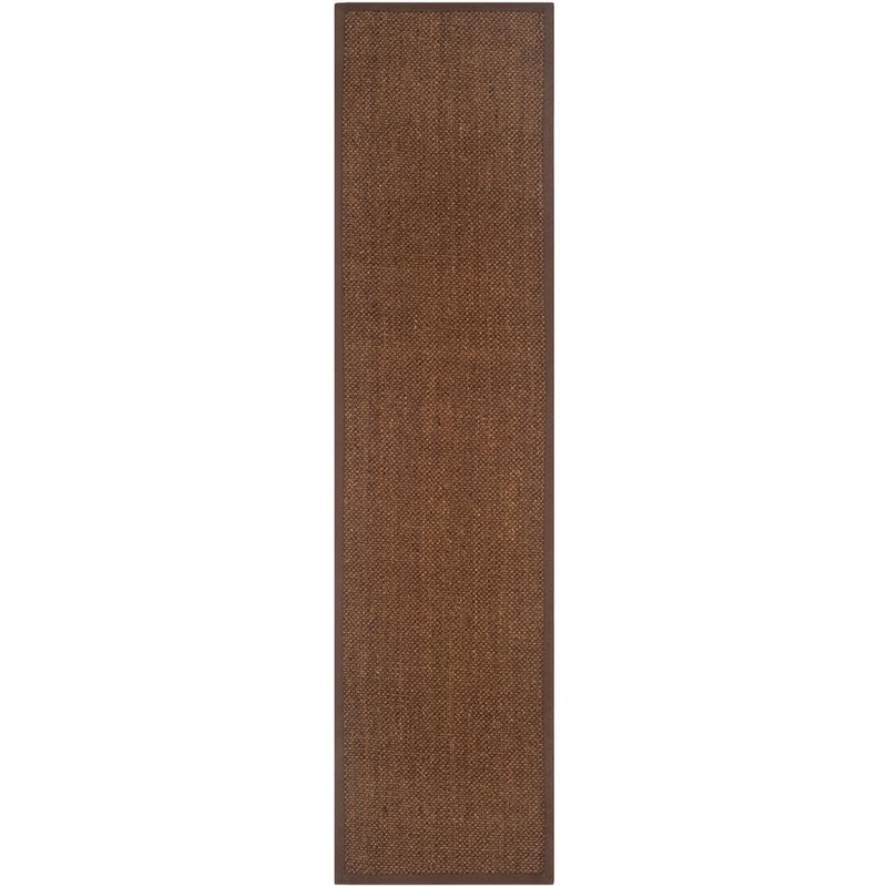 SAFAVIEH Natural Fiber Brown 3 ft. x 16 ft. Border Runner Rug NF443D-216