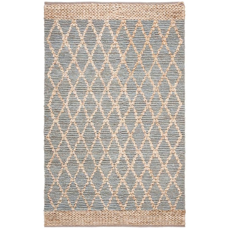 SAFAVIEH Natural Fiber Light Blue 4 ft. x 6 ft. Geometric Area Rug NF951L-4