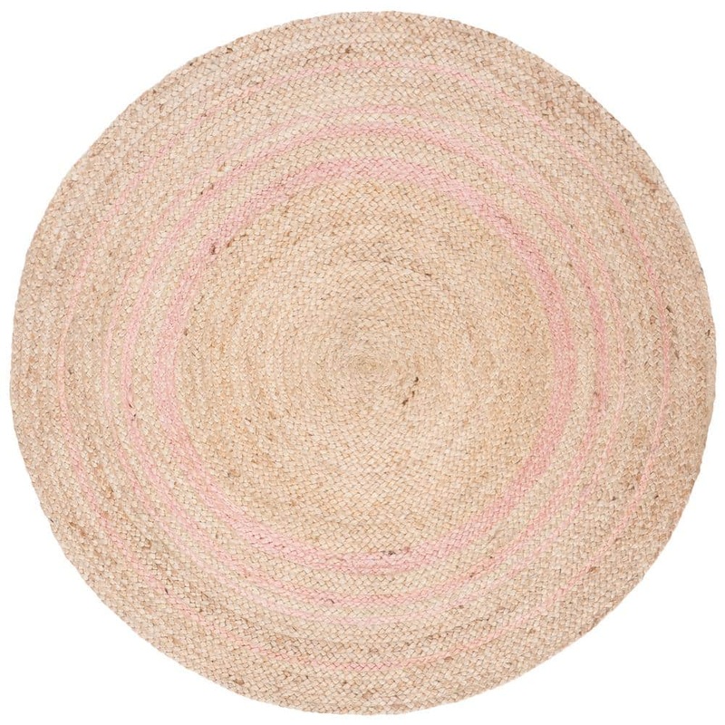 SAFAVIEH Natural Fiber Pink Doormat 3 ft. x 3 ft. Round Border Area Rug NF807U-3R