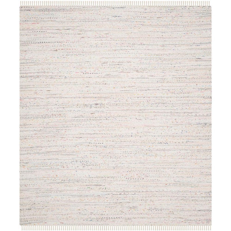 SAFAVIEH Rag Rug Ivory/Multi 9 ft. x 12 ft. Gradient Striped Area Rug RAR121G-9
