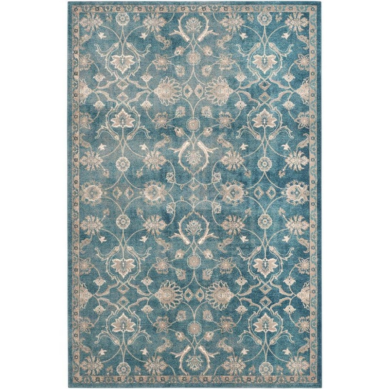 SAFAVIEH Sofia Blue/Beige 7 ft. x 9 ft. Floral Area Rug SOF386C-6