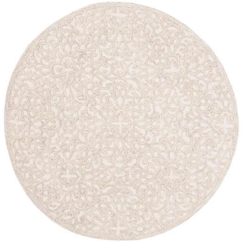 SAFAVIEH Trace Camel/Ivory 6 ft. x 6 ft. Round Geometric Area Rug TRC103E-6R