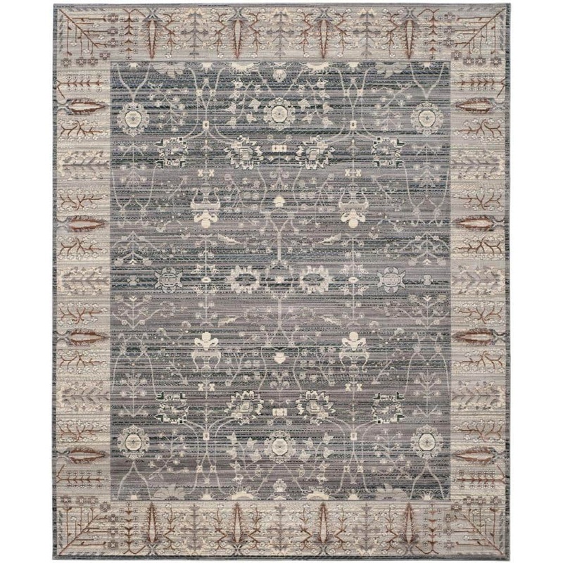 SAFAVIEH Valencia Gray/Green 9 ft. x 12 ft. Border Area Rug VAL118C-9