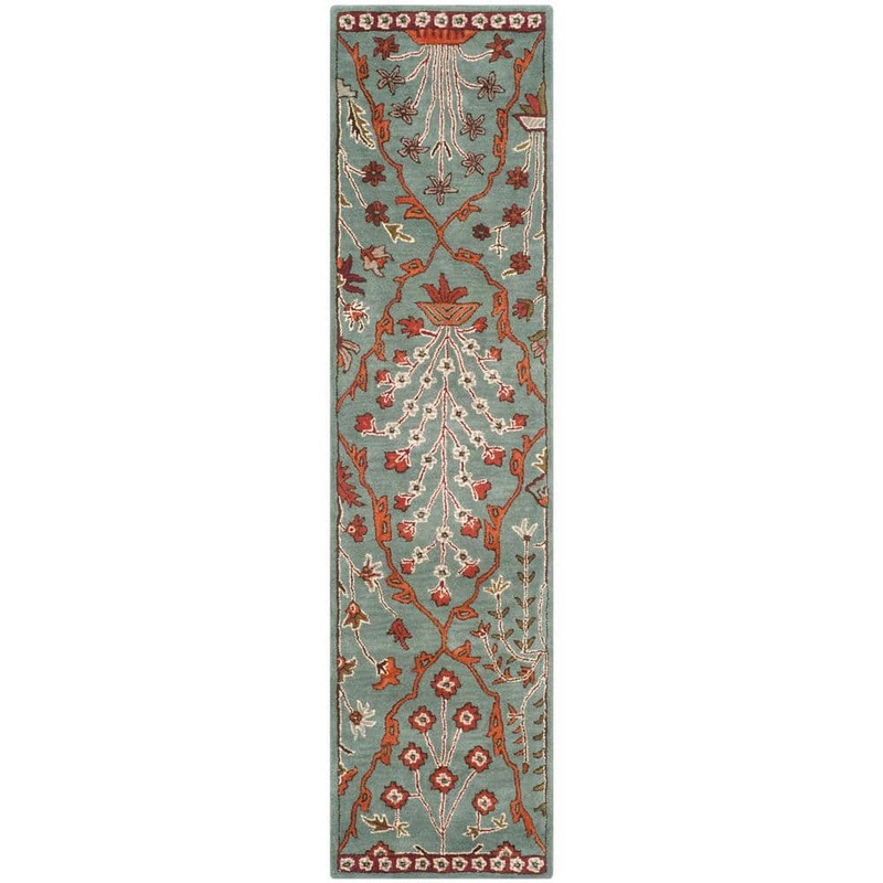 SAFAVIEH Wyndham Blue/Rust 2 ft. x 9 ft. Border Runner Rug WYD206A-29