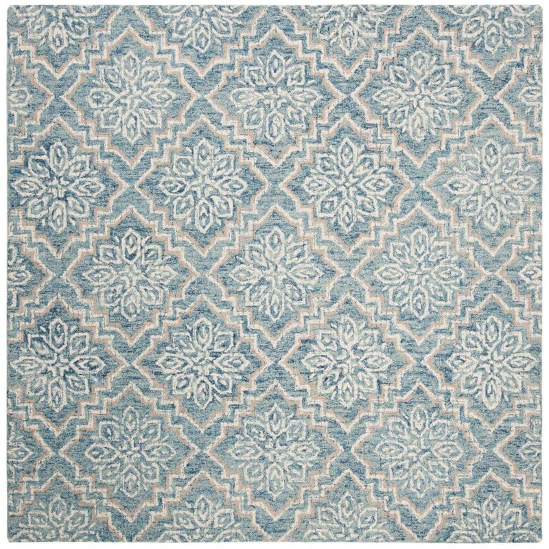 SAFAVIEH Abstract Blue/Gray 8 ft. x 8 ft. Diamond Floral Square Area Rug ABT201A-8SQ