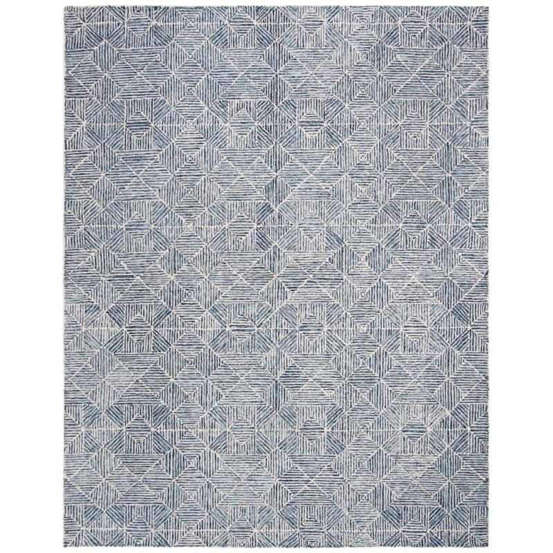 SAFAVIEH Abstract Blue/Ivory 9 ft. x 12 ft. Diamond Geometric Area Rug ABT763M-9