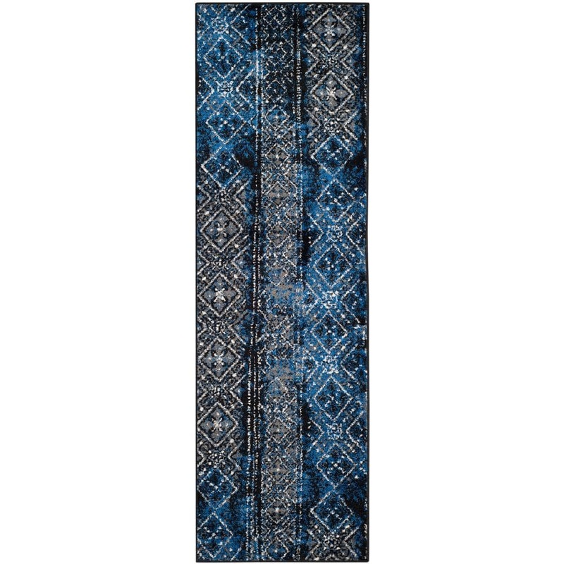 SAFAVIEH Adirondack Blue/Black 3 ft. x 8 ft. Border Runner Rug ADR111A-28
