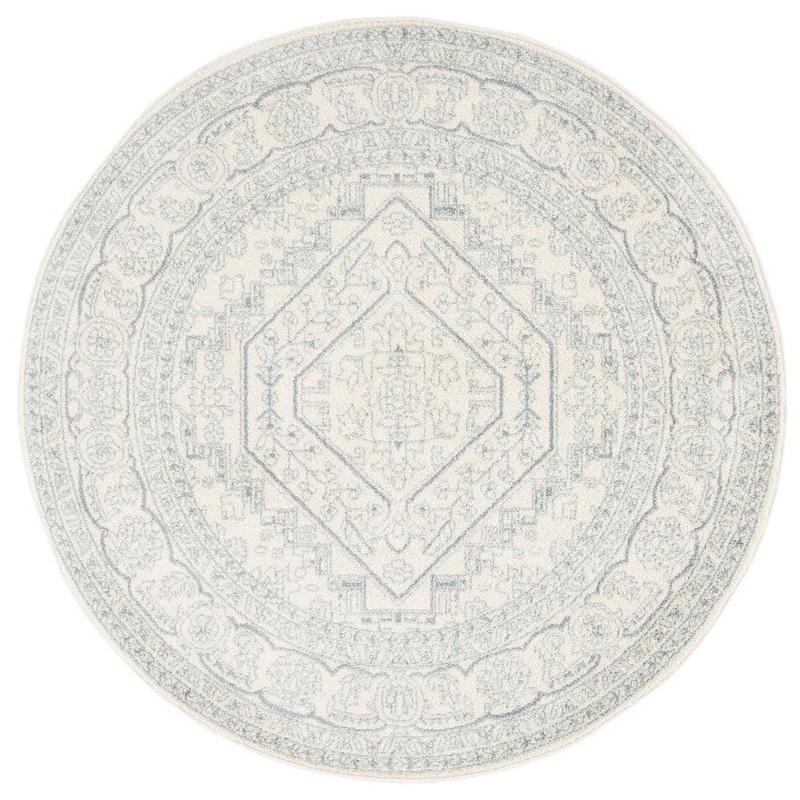 SAFAVIEH ADirondack Ivory/Slate 10 ft. x 10 ft. Border Medallion Round Area Rug ADR108S-10R