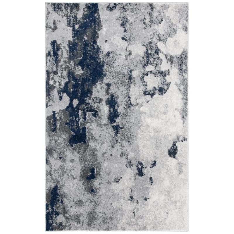 SAFAVIEH Adirondack Navy/Gray 5 ft. x 8 ft. Distressed Abstract Area Rug ADR134N-5