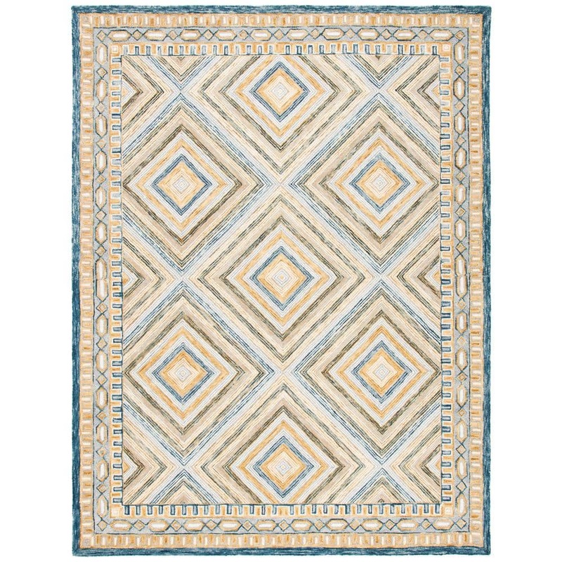 SAFAVIEH Aspen Navy/Gold 8 ft. x 10 ft. Border Diamond Area Rug APN809N-8