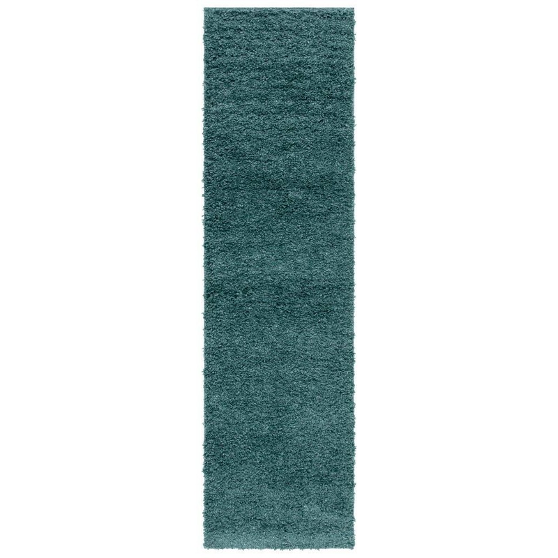 SAFAVIEH August Shag Green 2 ft. x 8 ft. Solid Runner Rug AUG900Y-28