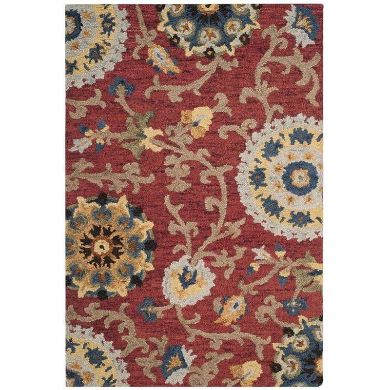 SAFAVIEH Blossom Red/Multi 4 ft. x 6 ft. Bohemian Floral Area Rug BLM401C-4