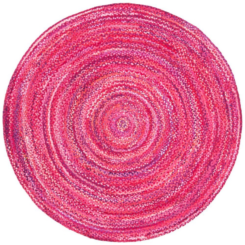SAFAVIEH Braided Pink/Fuchsia 6 ft. x 6 ft. Round Solid Area Rug BRD452U-6R
