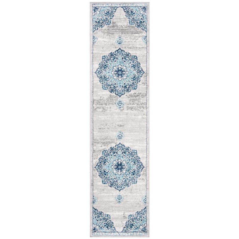 SAFAVIEH Brentwood Navy/Light Gray 2 ft. x 6 ft. Geometric Runner Rug BNT849M-26