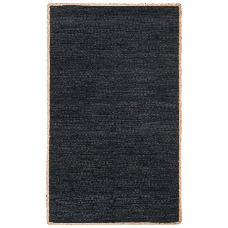SAFAVIEH Cape Cod Black/Natural 6 ft. x 9 ft. Border Area Rug CAP901Z-6