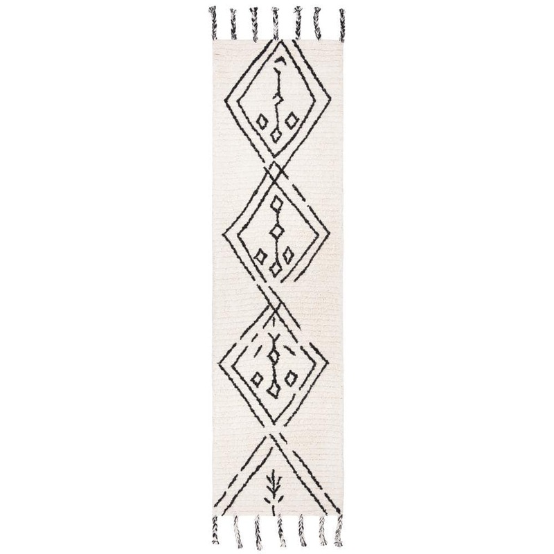 SAFAVIEH Casablanca Ivory/Black 2 ft. x 8 ft. Moroccan Geometric Runner Rug CSB201Z-28