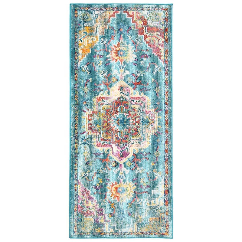 SAFAVIEH Crystal Teal/Orange 2 ft. x 5 ft. Distressed Border Area Rug CRS501J-25