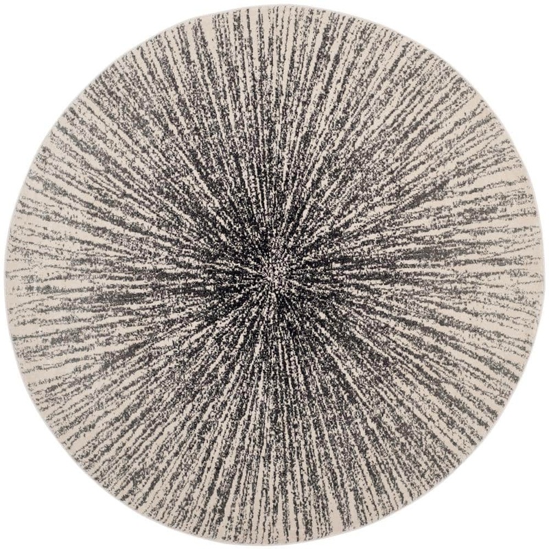 SAFAVIEH Evoke Black/Ivory Doormat 3 ft. x 3 ft. Round Geometric Area Rug EVK228K-3R