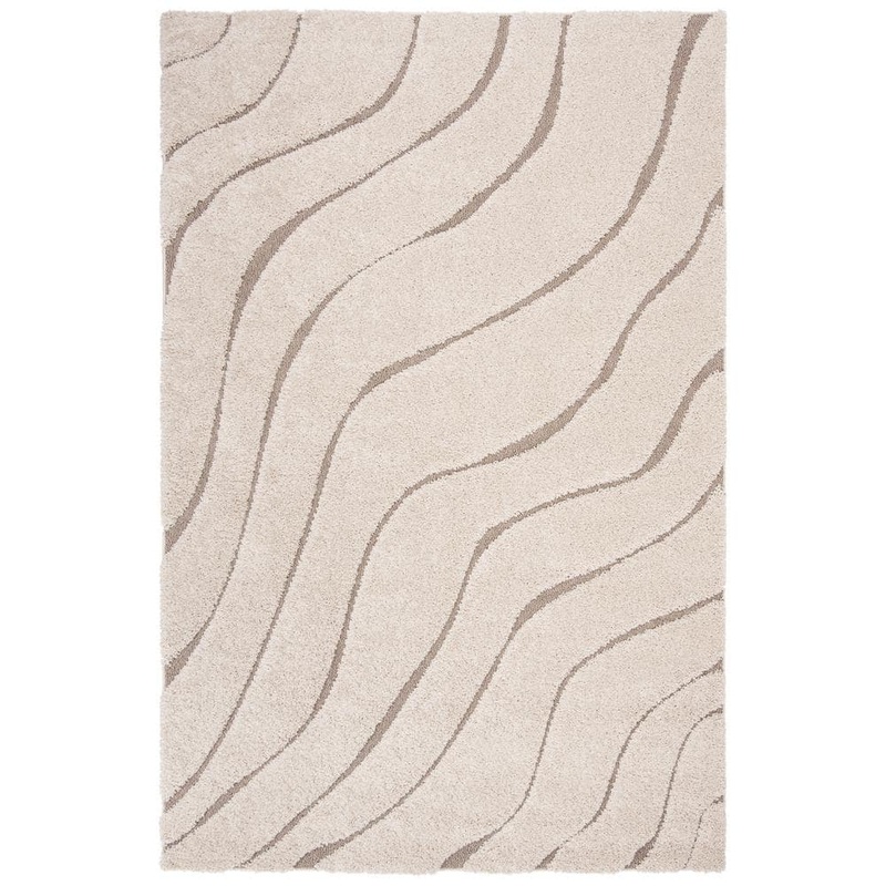 SAFAVIEH Florida Shag Cream/Beige 6 ft. x 9 ft. Striped Solid Area Rug SG472-1113-6
