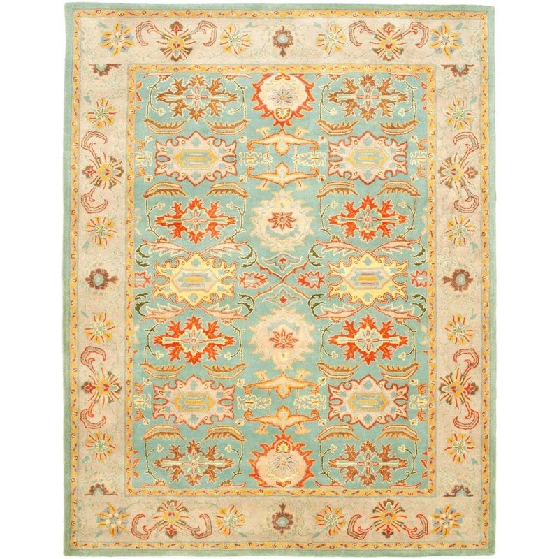 SAFAVIEH Heritage Light Blue/Ivory 8 ft. x 10 ft. Floral Border Area Rug HG734A-8