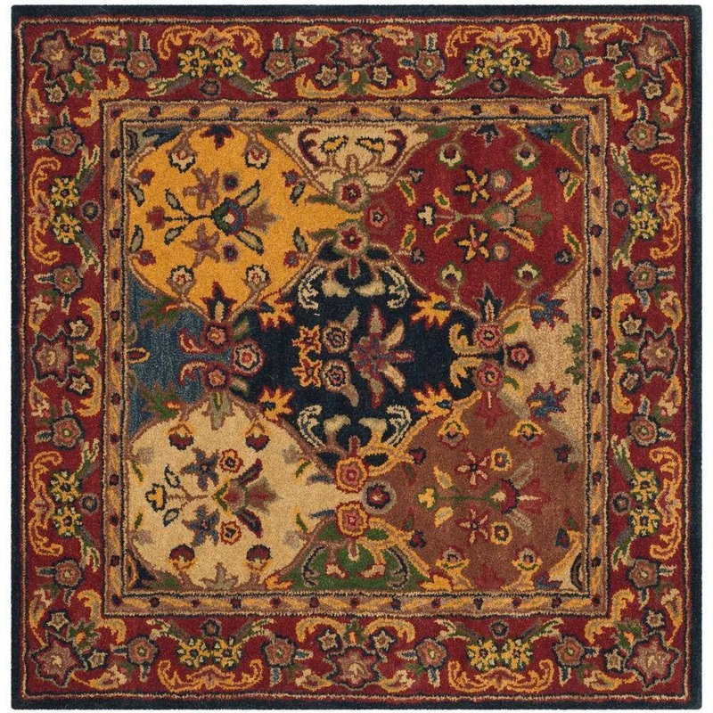 SAFAVIEH Heritage Multi/Burgundy 4 ft. x 4 ft. Square Border Area Rug HG911A-4SQ