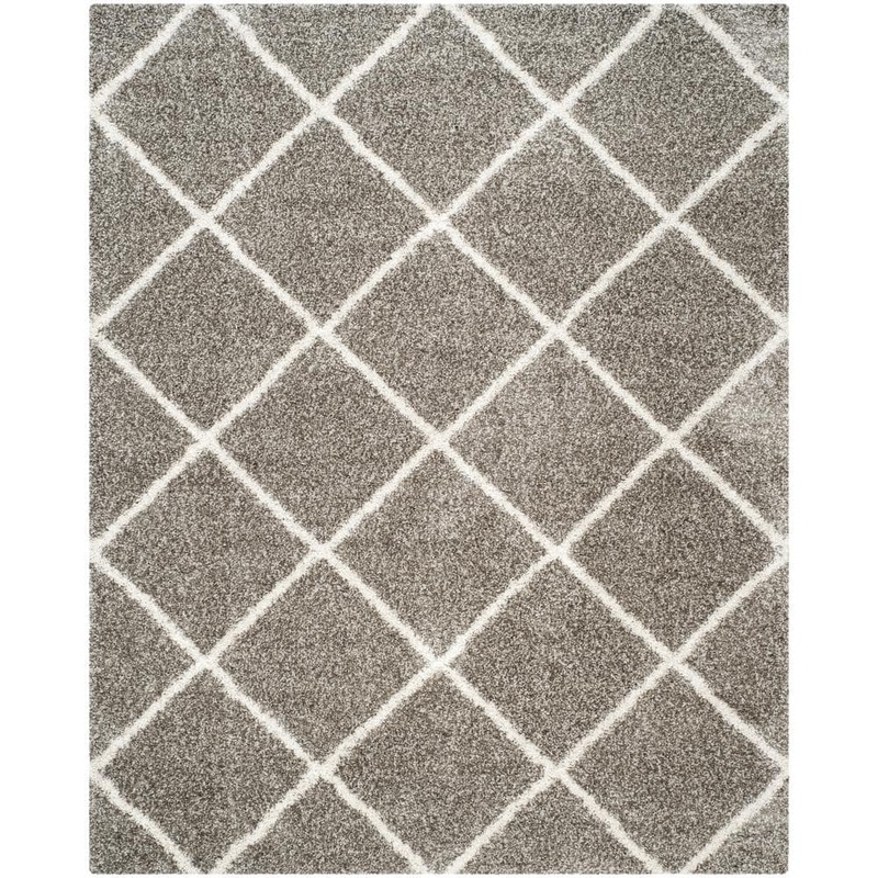 SAFAVIEH Hudson Shag Gray/Ivory 10 ft. x 14 ft. Geometric Area Rug SGH281B-10
