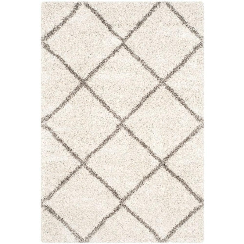 SAFAVIEH Hudson Shag Ivory/Gray 6 ft. x 9 ft. Geometric Diamonds Area Rug SGH281A-6