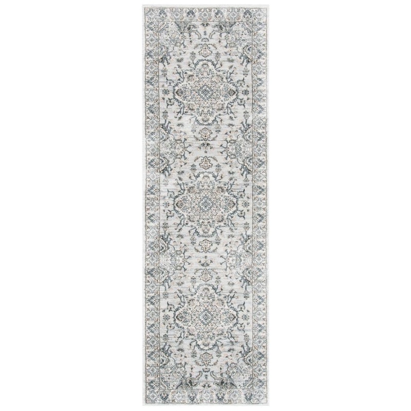SAFAVIEH Isabella Light Gray/Cream 2 ft. x 7 ft. Medallion Floral Runner Rug ISA921G-27