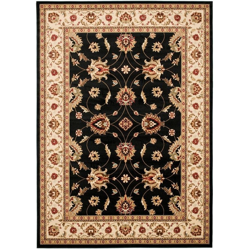 SAFAVIEH Lyndhurst Black/Ivory 9 ft. x 12 ft. Border Geometric Floral Area Rug LNH553-9012-9
