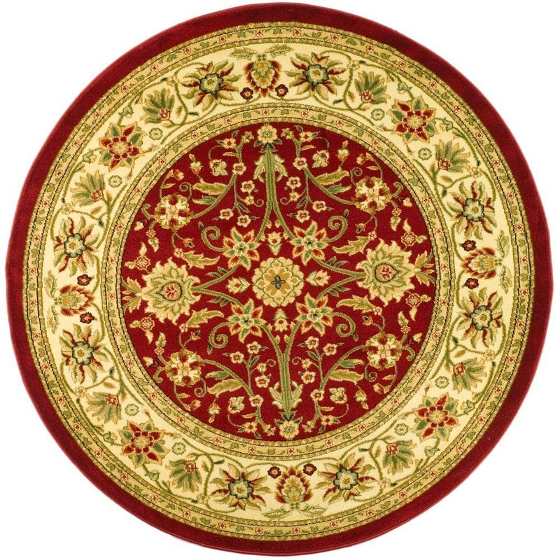 SAFAVIEH Lyndhurst Red/Ivory 5 ft. x 5 ft. Round Floral Antique Border Area Rug LNH212F-5R