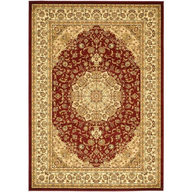 SAFAVIEH Lyndhurst Red/Ivory 9 ft. x 12 ft. Antique Medallion Border Area Rug LNH222B-9
