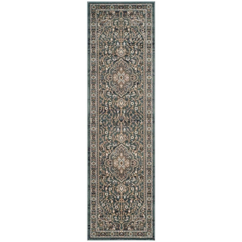 SAFAVIEH Lyndhurst Teal/Gray 2 ft. x 12 ft. Border Runner Rug LNH338A-212