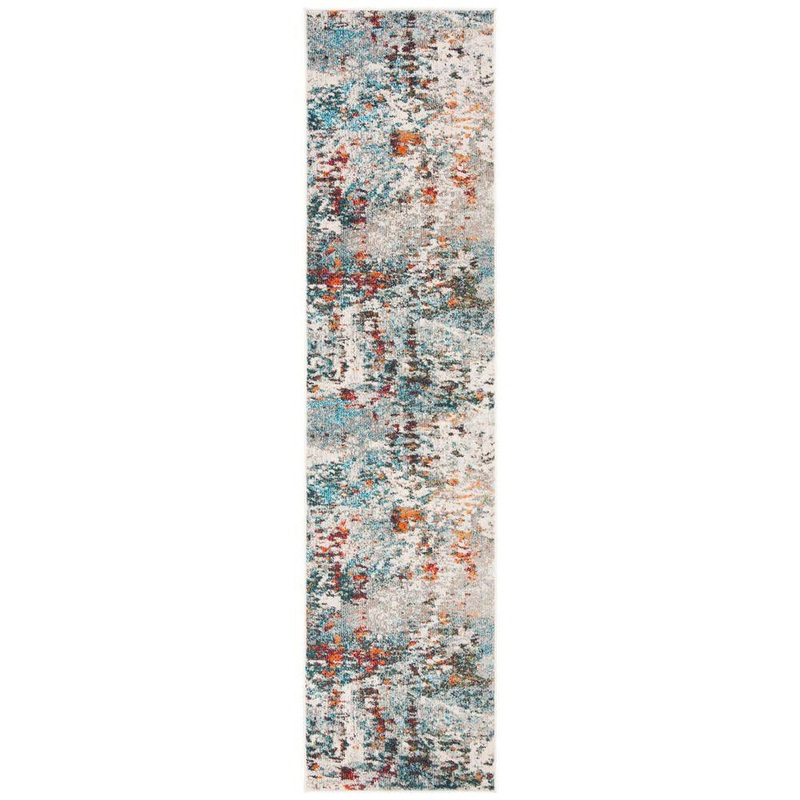 SAFAVIEH Madison Gray/Blue 2 ft. x 8 ft. Distressed Runner Rug MAD471F-28