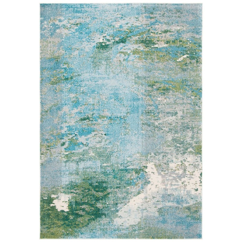 SAFAVIEH Madison Light Blue/Green 9 ft. x 12 ft. Abstract Gradient Area Rug MAD440J-9