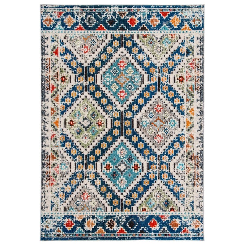 SAFAVIEH Madison Navy/Beige Doormat 3 ft. x 5 ft. Geometric Medallion Area Rug MAD418M-3